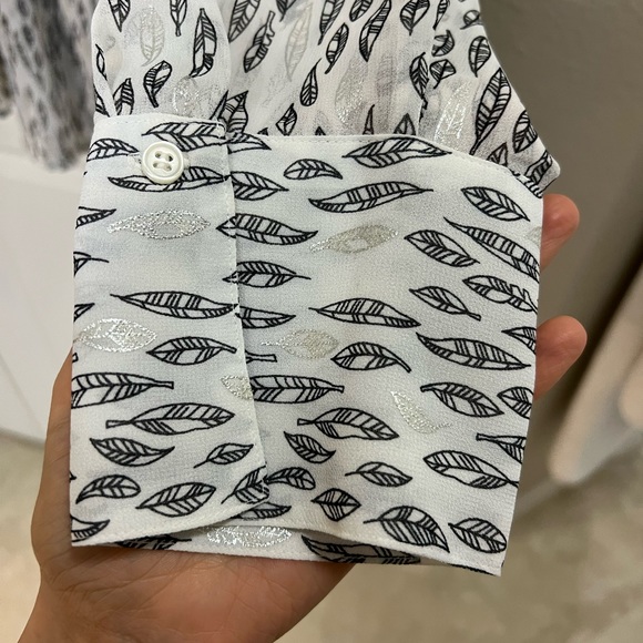 Lane Bryant Sheer Feather Print Tunic Shirt Plus Size 14 16 Long Blouse Sheer - Picture 6 of 9